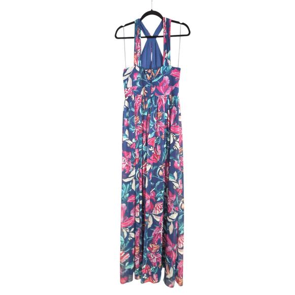 Adrianna Papell Chiffon Halter Gown size 10, Multicolor Floral | NEW $249 - Picture 5 of 5